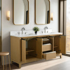 Mobile da Bagno Vanity Art con Lavabo in Ceramica e Top in Marmo Ricomposto