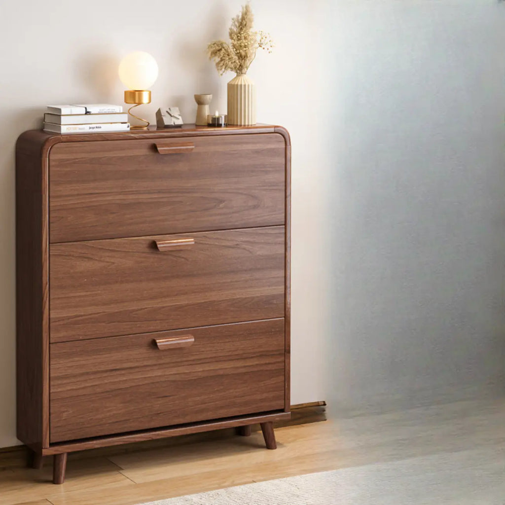 Scarpiera tradizionale in legno massello a 3 livelli, regolabile e a scomparsa
