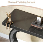 Console da Tavolo Argentata, Tavolino d'Ingresso con Specchio da 99 cm per Ingresso
