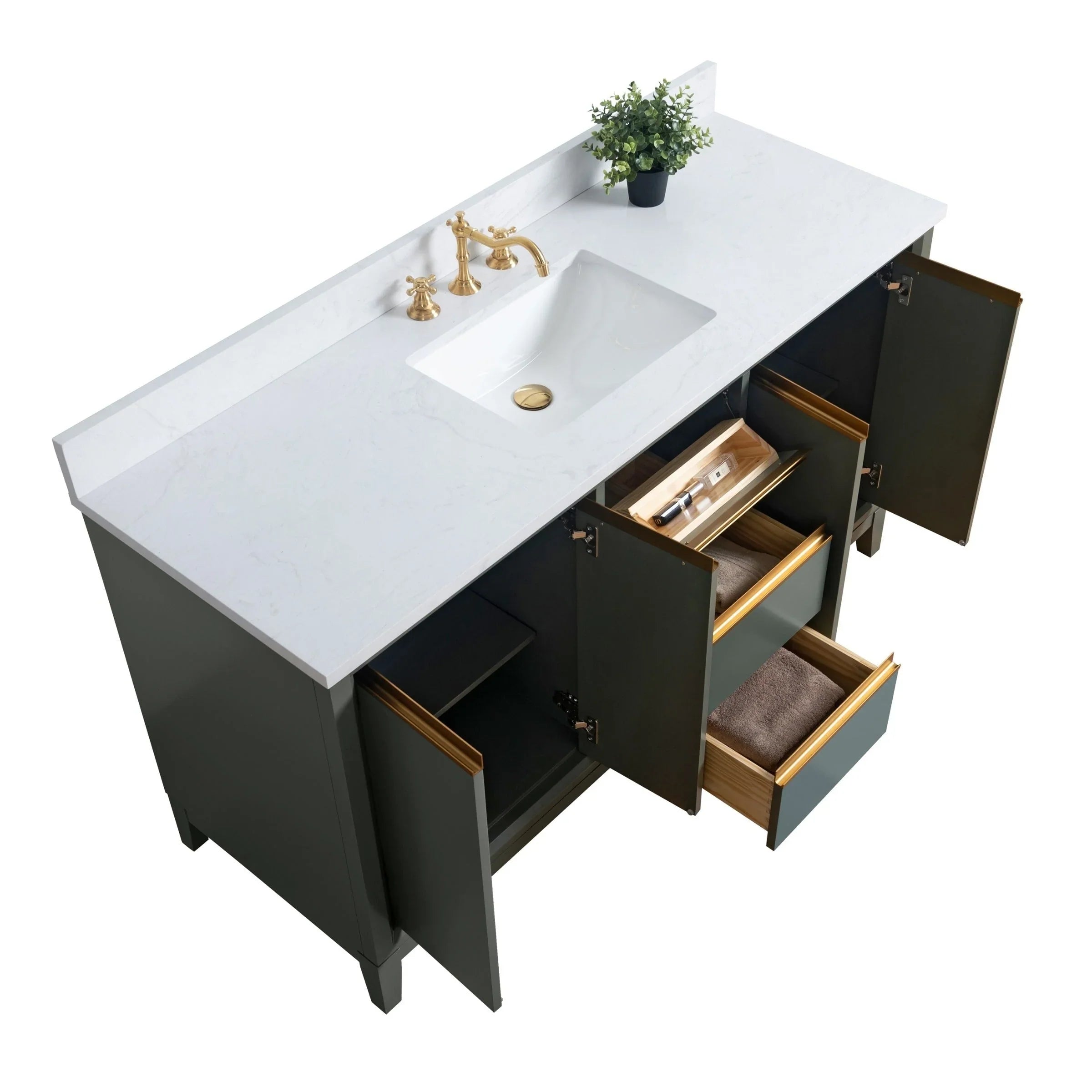 Mobile da Bagno Vanity Art con Lavabo in Ceramica e Top in Marmo Ricomposto