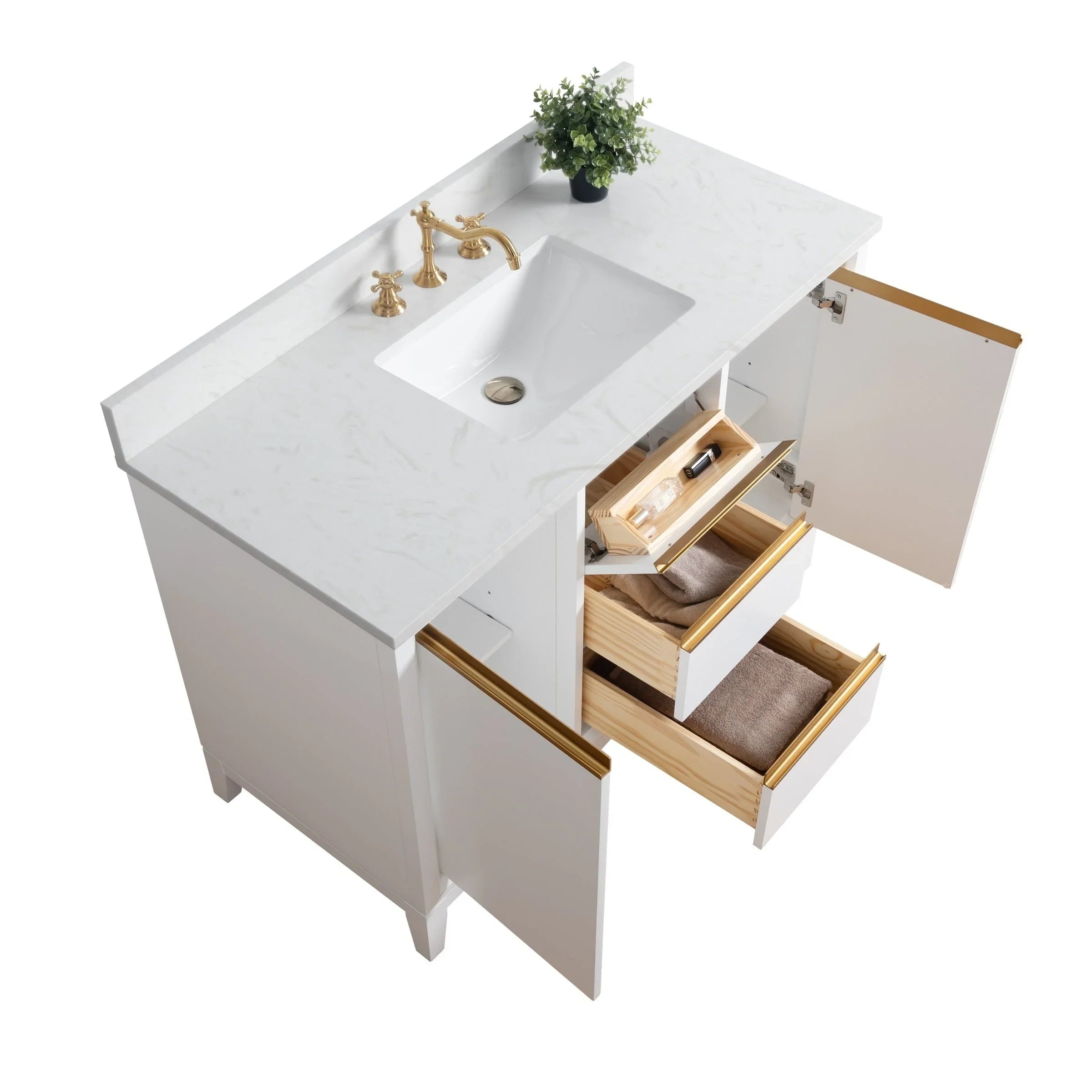 Mobile da Bagno Vanity Art con Lavabo in Ceramica e Top in Marmo Ricomposto