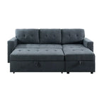 Divano componibile convertibile reversibile con letto estraibile, chaise longue con contenitore nascosto e gambe durevoli