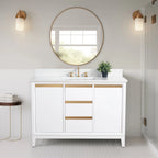 Mobile da Bagno Vanity Art con Lavabo in Ceramica e Top in Marmo Ricomposto
