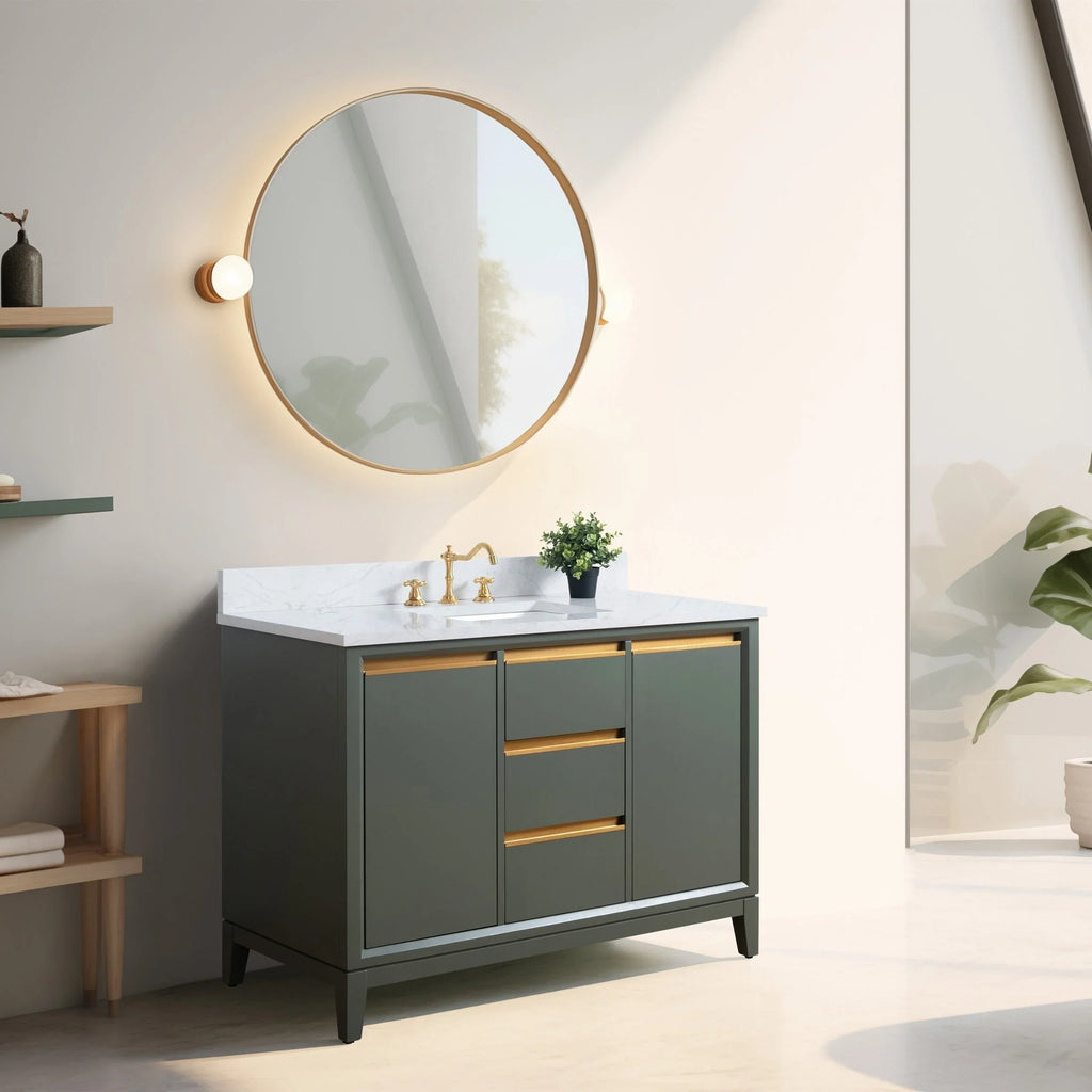Mobile da Bagno Vanity Art con Lavabo in Ceramica e Top in Marmo Ricomposto