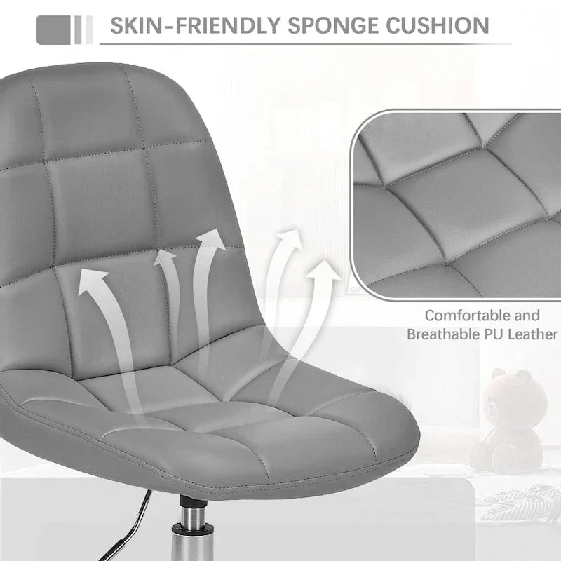 Javlergo Armless Home Office Chair, Height Adjustable Computer Desk Chair with Wheels