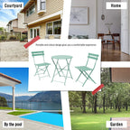 Set bistro pieghevole in metallo da 3 pezzi, set conversazione resistente alle intemperie per esterni/interni, per patio, cortile, giardino