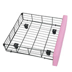 Letto Imbottito Singolo con Luci LED, Letto Imbottito Moderno da Principessa con Testiera a Corona, un Cassetto, Rosa+Bianco