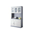 Kitchen Wooden White Cabinet Sideboard Built-in Wine Rack