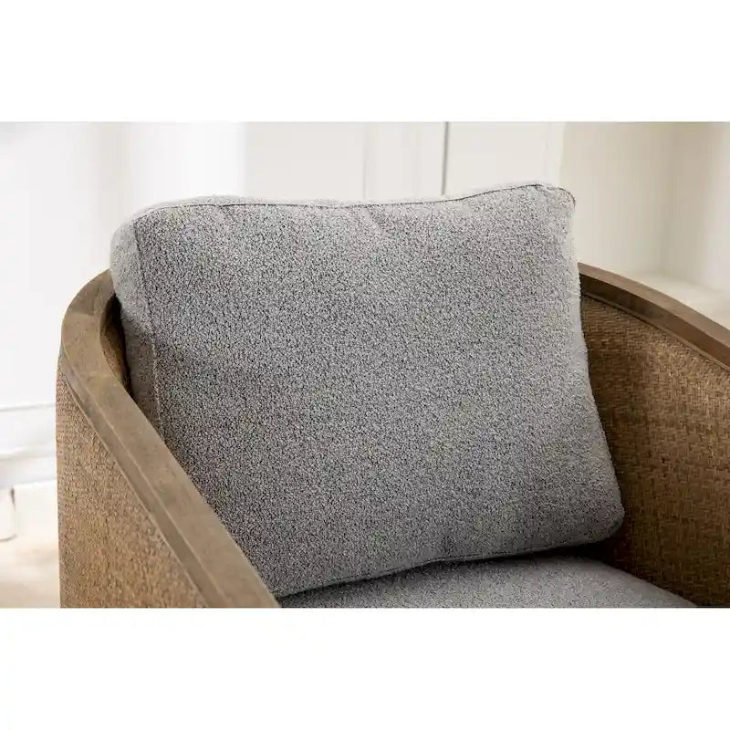 Poltrona a botte girevole, comoda poltrona rotonda d'accento, poltrona club a botte girevole a 360 gradi, poltrona relax con struttura in rattan intrecciato