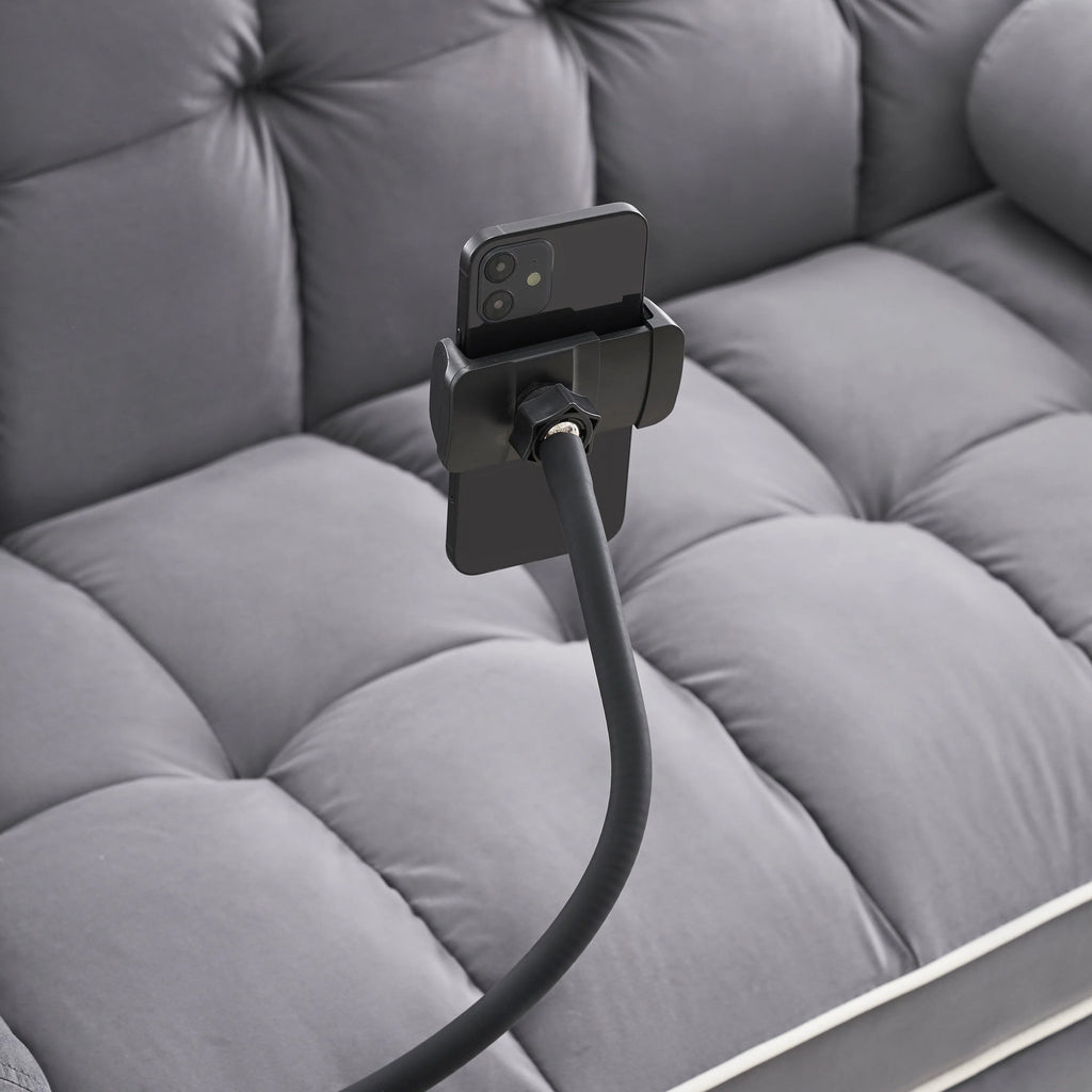 Divano letto trasformabile a 2 posti in velluto da 140 cm con letto estraibile, reclinabile, tasche laterali e supporto per telefono