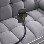 Divano letto trasformabile a 2 posti in velluto da 140 cm con letto estraibile, reclinabile, tasche laterali e supporto per telefono