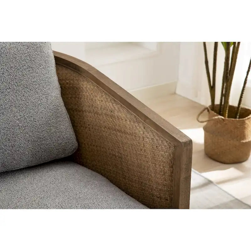 Poltrona a botte girevole, comoda poltrona rotonda d'accento, poltrona club a botte girevole a 360 gradi, poltrona relax con struttura in rattan intrecciato