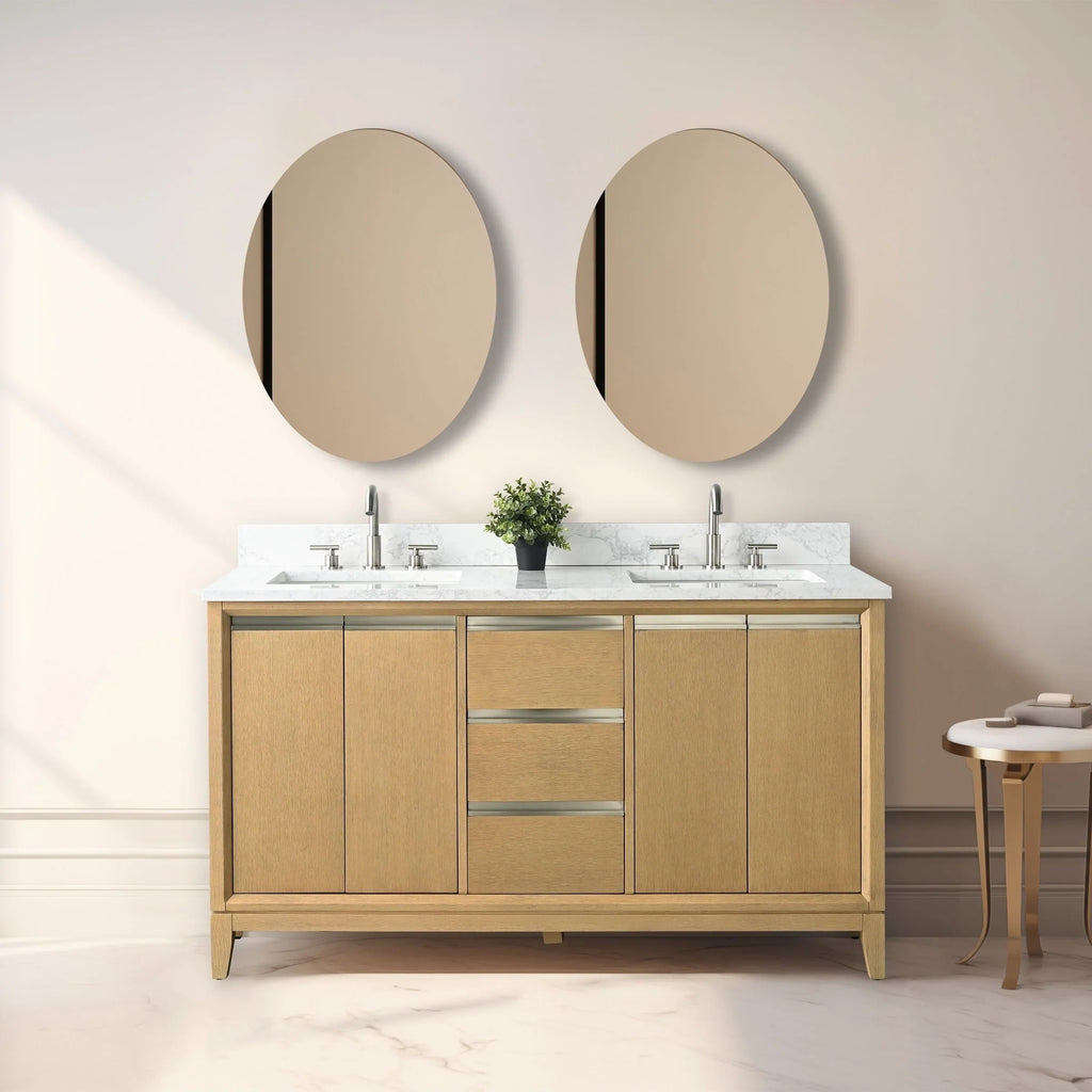 Mobile da Bagno Vanity Art con Lavabo in Ceramica e Top in Marmo Ricomposto