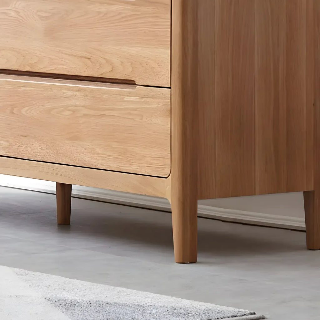 Comò doppio tradizionale in legno di rovere naturale per camera da letto