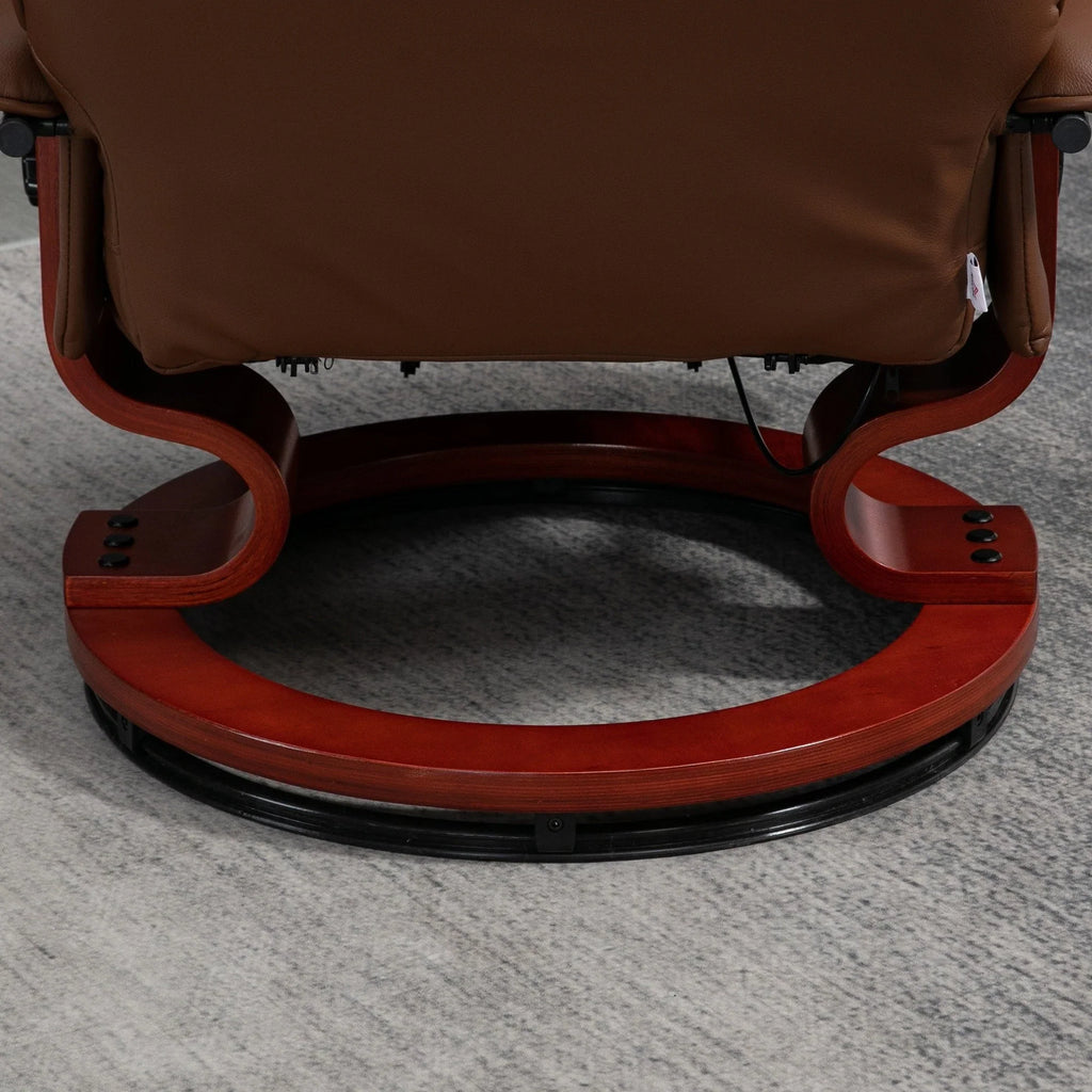 HomCom Faux Leather Adjustable Manual Swivel Base Recliner Chair with Comfortable and Relaxing Footrest