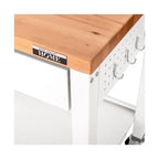 Tavolo da lavoro a isola con piano in legno massello, 48 W x 24 P x 36 H, bianco