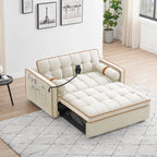 Divano letto trasformabile a 2 posti in velluto da 140 cm con letto estraibile, reclinabile, tasche laterali e supporto per telefono