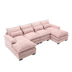 Divano componibile Cloud per soggiorno, divano a U moderno in ciniglia/bouclé, comodo divano letto modulare con doppia chaise longue