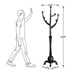 Appendiabiti da terra "ramo d'albero" in legno di gomma con 8 ganci - 24,5L x 70,87H