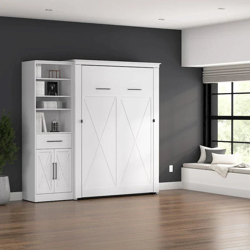 Key West Full Murphy Bed with Closet Wardrobe (88W) by Bestar