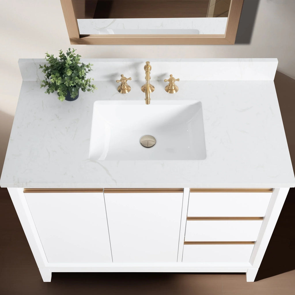 Mobile da Bagno Vanity Art con Lavabo in Ceramica e Top in Marmo Ricomposto