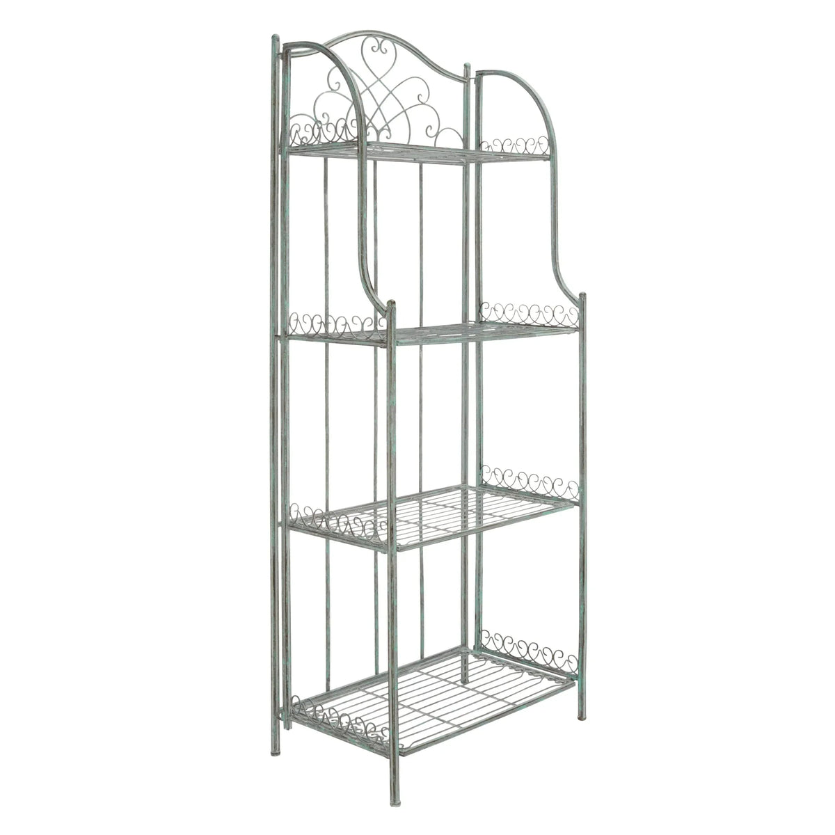 SAFAVIEH Bryn Scaffale da panettiere da esterno a 4 ripiani in ferro battuto vittoriano - 25 pollici L x 15 pollici P x 63 pollici H - 25 L x 15 P x 63 H
