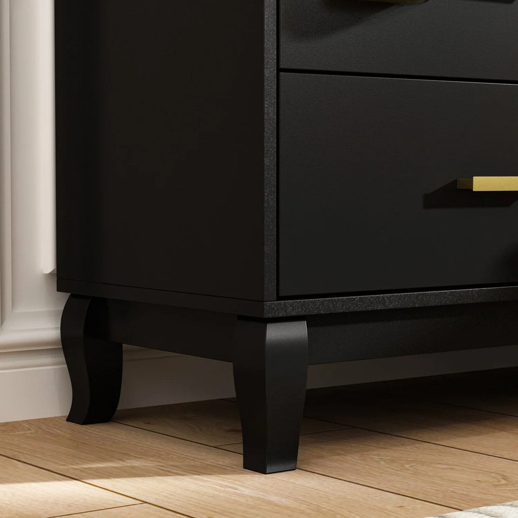 Cassettiera doppia Timechee a 6 cassetti, larghezza 47,2 pollici, con gambe in legno massello, finitura laccata