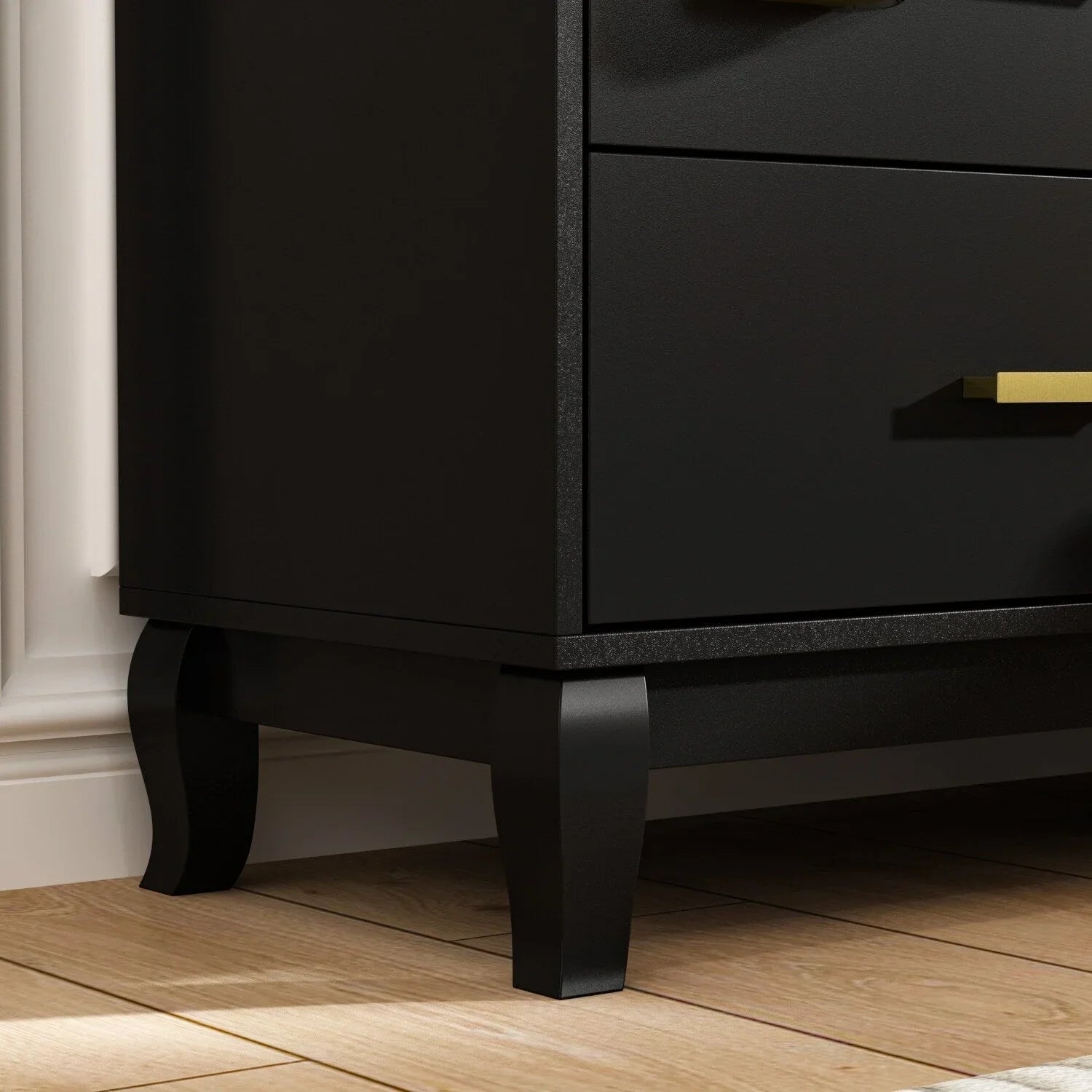 Cassettiera doppia Timechee a 6 cassetti, larghezza 47,2 pollici, con gambe in legno massello, finitura laccata