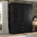 Palace Imports Armadio a 3 ante Cosmo 100% legno massello con ante in legno massello o a specchio