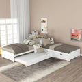 Letto a piattaforma a L moderno bianco per cameretta, dimensioni singole, con letto estraibile e cassetti