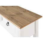 Tavolo Consolle Rustico in Pino Massiccio per Ingresso, Bianco Decapato / Marrone Antico / Grigio Decapato / Non Verniciato, 3 Cassetti