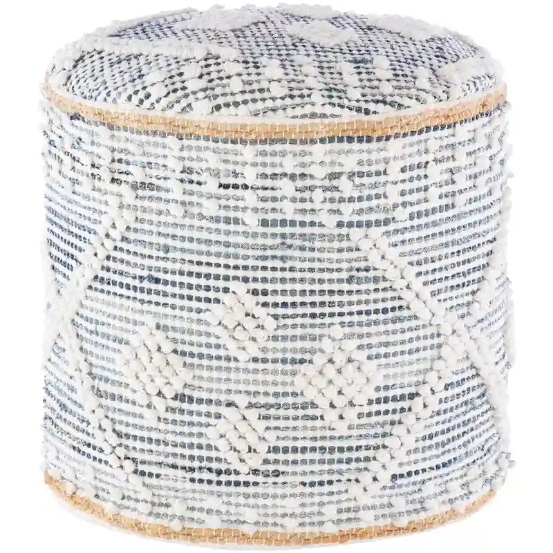 Pouf cilindrico Sibille Bohemian Denim da 18 pollici