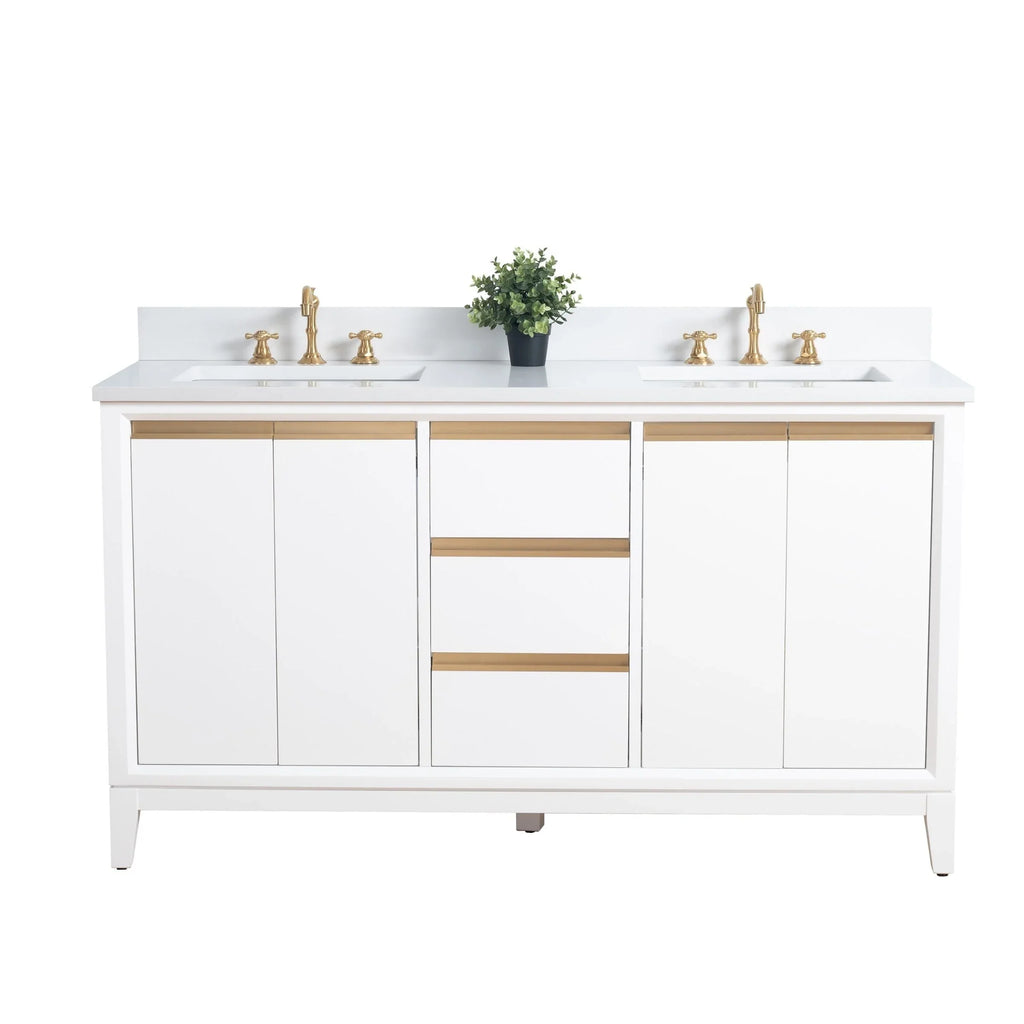Mobile da Bagno Vanity Art con Lavabo in Ceramica e Top in Marmo Ricomposto
