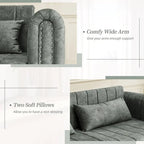 Divano letto moderno convertibile imbottito in velluto con braccioli arrotolati decorati con borchie in rame