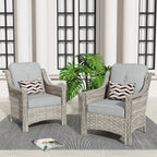 HOOOWOOO, Set di 2 Sedie da Esterno in Rattan Intrecciato con Schienale Alto