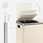 SONGMICS Pattumiera Doppia, 60L (16 Gallon) Contenitore per la Spazzatura in Acciaio Inossidabile, Mandorla