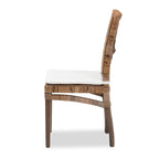 Laluna Modern Bohemian Rattan/ Mahogany Wood Dining Chair with Cushion