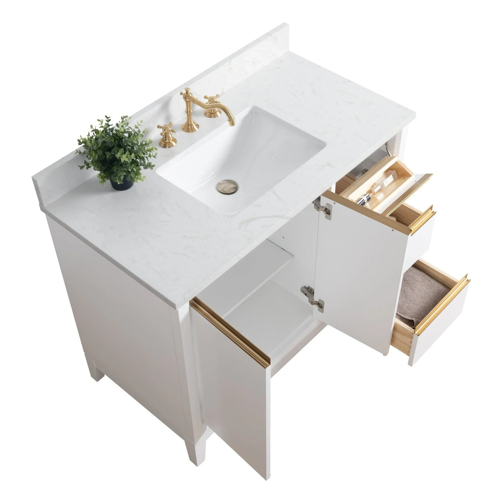 Mobile da Bagno Vanity Art con Lavabo in Ceramica e Top in Marmo Ricomposto