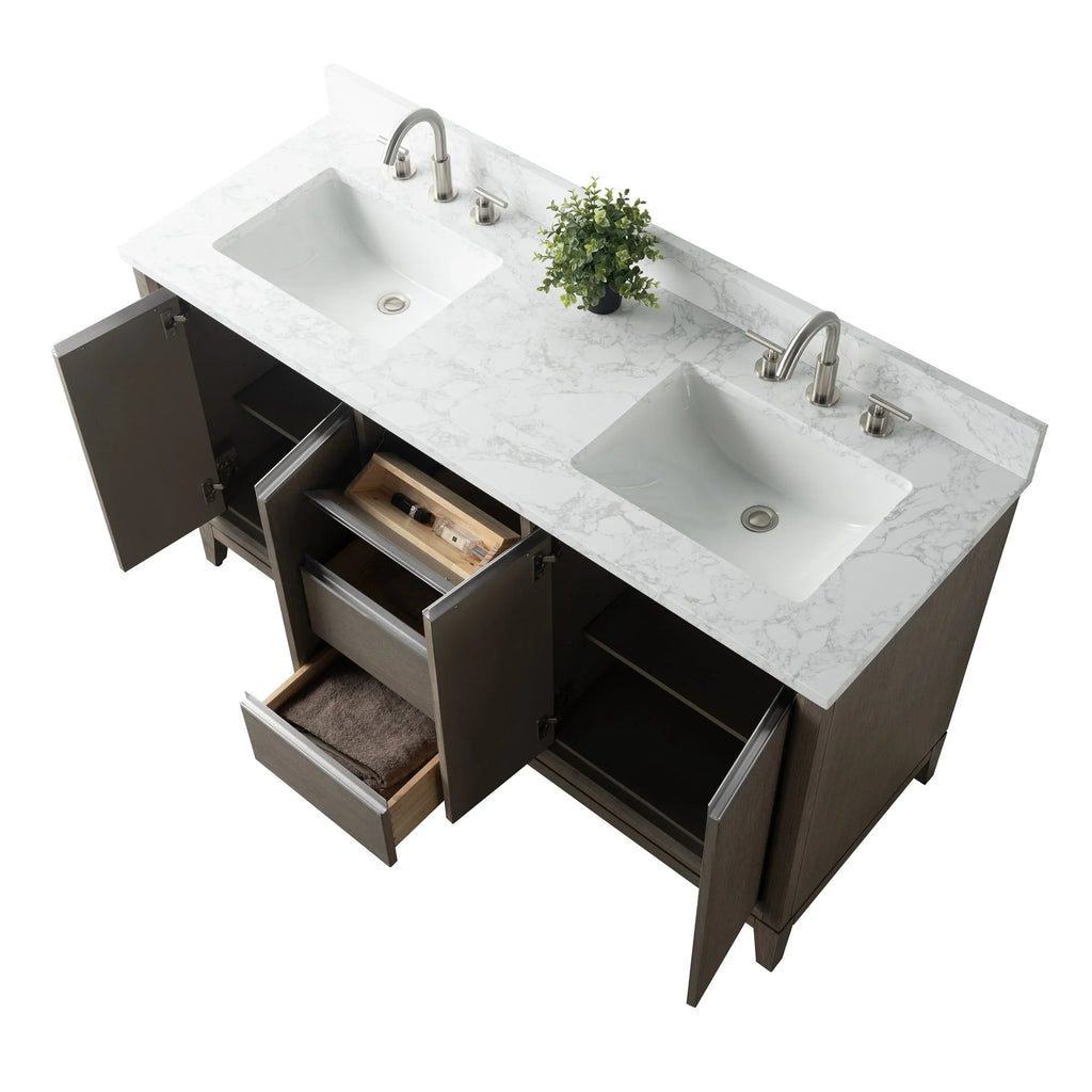Mobile da Bagno Vanity Art con Lavabo in Ceramica e Top in Marmo Ricomposto
