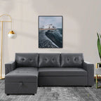 Divano componibile convertibile reversibile con letto estraibile, chaise longue con contenitore nascosto e gambe durevoli