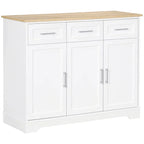 Credenza da Cucina Bianca con 3 Cassetti e Ripiano Regolabile