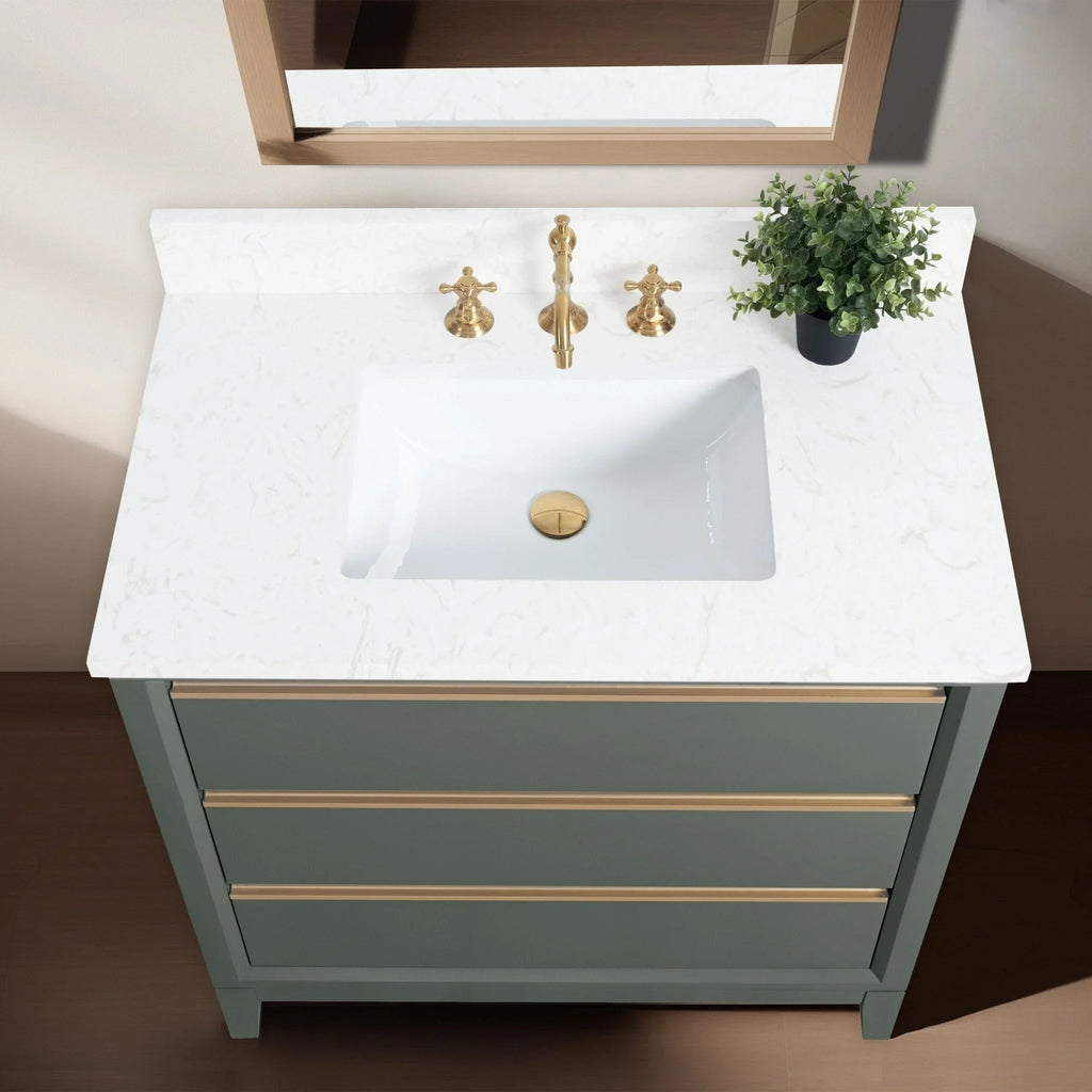 Mobile da Bagno Vanity Art con Lavabo in Ceramica e Top in Marmo Ricomposto