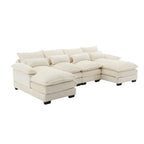 Divano componibile Cloud per soggiorno, divano a U moderno in ciniglia/bouclé, comodo divano letto modulare con doppia chaise longue