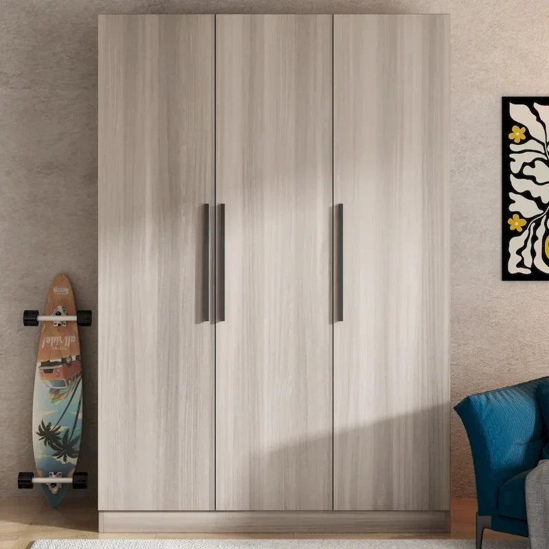 Guardaroba Armadio Mobile in Legno con 6 Cubi Contenitori e Asta Appendiabiti