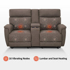 MCombo 60.2 Power Loveseat Recliner Sofa with Massage and Dual Heating, Adjustable Headrest, USB & Type C Port, Fabric