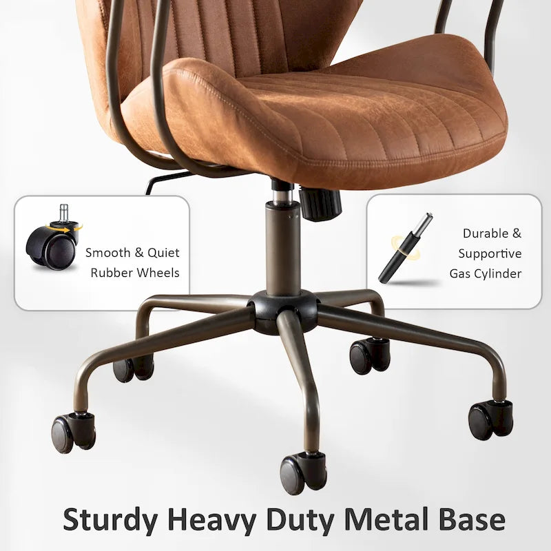 Sedia da ufficio ergonomica in tessuto scamosciato con supporto lombare