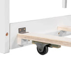 Letto a piattaforma a L moderno bianco per cameretta, dimensioni singole, con letto estraibile e cassetti