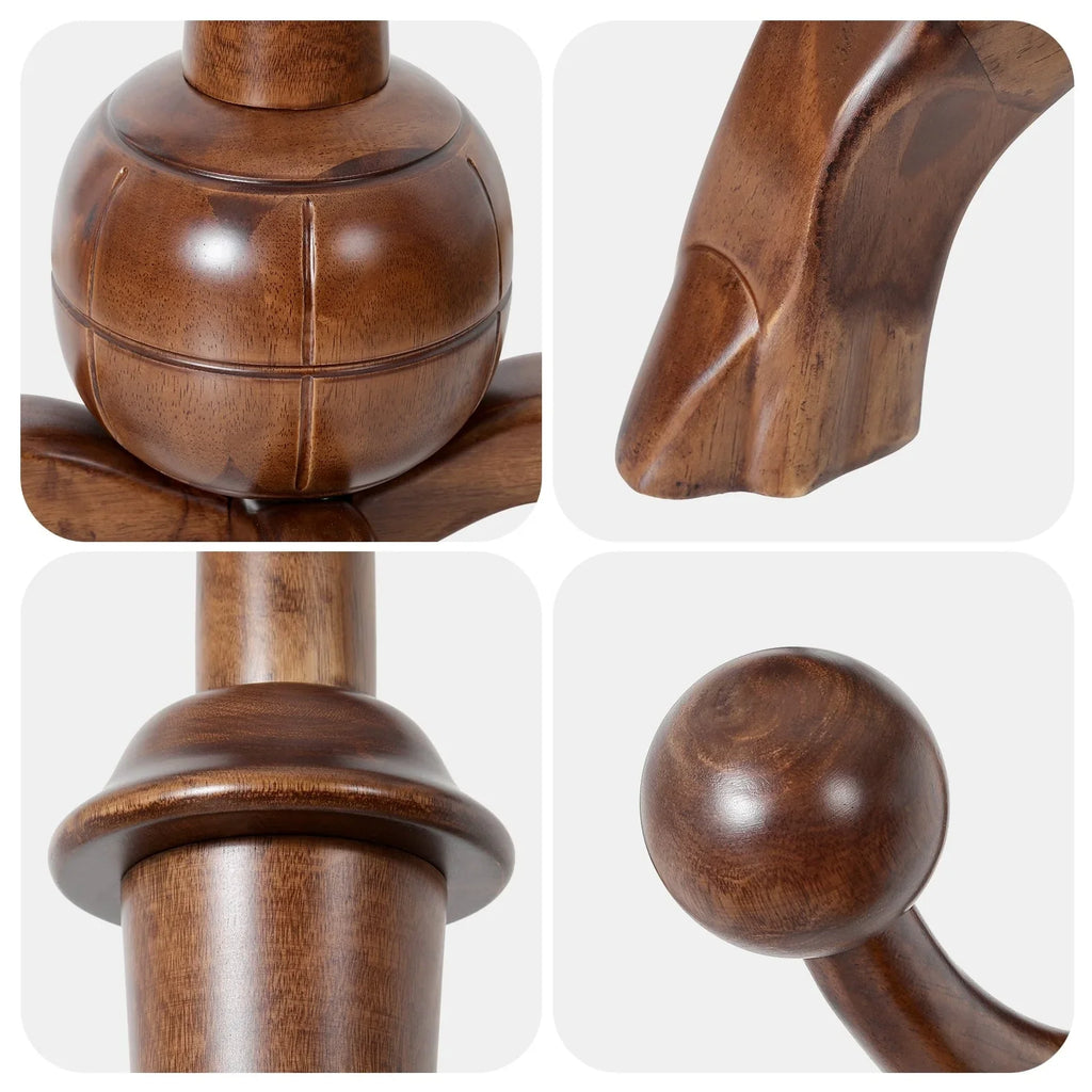 Appendiabiti da terra "ramo d'albero" in legno di gomma con 8 ganci - 24,5L x 70,87H