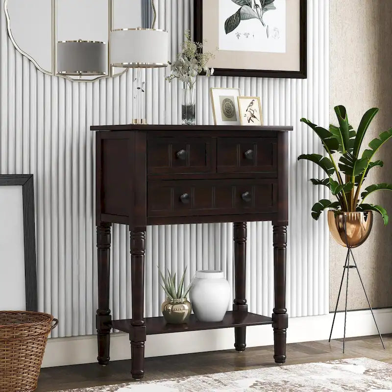 Console da Ingresso Antica Blu Navy con Cassetto e Ripiano