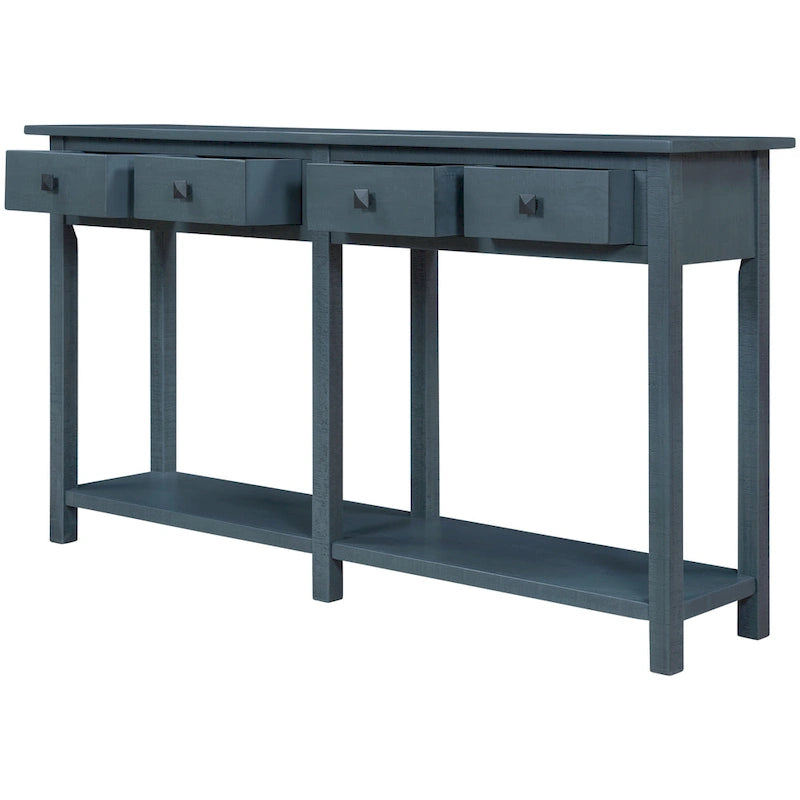 Console da Ingresso Antica Blu Navy con Cassetto e Ripiano